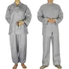 male and female Shaolin Temple costume Zen Buddhist Robe lay Buddhist Meditation Gown Uniform Monk clothes Suit273q