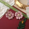 Boucles d'oreilles HUANZHI Vintage émail peinture fleurs perle boucle d'oreille pour femmes rétro hiver élégant fête gouttes huile bijoux accessoire