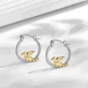 Hoop Earrings Dckazz High -Quality Luxurious Dragon Simple Smooth Delicate Silver-Plated Earring Girl Woman Daily Wear Jewelry