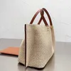 Mode Umhängetaschen Casual Tote Designer Stroh Tasche Luxus Goldene Buchstaben Eimer Umhängetasche für Frauen Urlaub Duffle Bag Sommer Strand