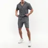 Men's Tracksuits Summer Solid Color Shirt Set Casual Outdoor 2-Piece Suit Outfits Clothes Pajamas Comfy Breathable Beach Short Sleeve Sets