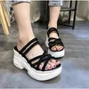 Sandalen Damen Komfort Keil High Heels Sommer Massivholz Hohe Plateauschuhe Damen Casual Kurze Fette Gladiator Sandalen 230713