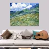 Campo de trigo con montañas pintado a mano Vincent Van Gogh lienzo arte impresionista pintura de paisaje para decoración moderna del hogar