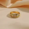 Anéis de casamento resistente à água anel de aço inoxidável flor Yingyang grade coração estrela alienígena colorido esmalte pedra para mulheres ouro 230712