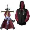 Taille asiatique japon Anime Dracule Mihawk une pièce unisexe Cosplay Costume Halloween fermeture éclair veste à capuche manteau Uniform309K