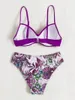 Kvinnors badkläder tropisk twist Push Up Bikini Swimsuit Women Low midja Två stycken Underwire 2023 Sexig strandbaddräkt strandkläder