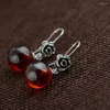 Orecchini pendenti KJJEAXCMY Fine Jewelry S925 Sterling Silver Round Red Zircon Stone Antique Craft Simple Fashion Style