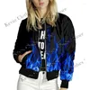 Vestes pour femmes Flamme Imprimé Bomber Amami Manteau 2023 Printemps Corée Y2k Streetwear Vêtements Coréen Dongdaemun Bombers Hiver Froid