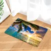 Rideaux de douche Plage coucher de soleil bord de mer paysage rideau de douche Polyester imperméable salle de bain rideau ensemble avec tapis antidérapant tapis de bain tapis