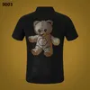 Camiseta de PP para hombre, Polo liso de manga corta de verano para hombre, camiseta con cuello redondo, camisetas con estampado de oso pardo y calaveras, St318z