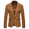 Ternos Masculinos Blazers Moda Casual Masculino Blazer Corduroy Patchwork Masculino Negócios Um Botão Slim Fit Masculino Ternos Masculinos Jaqueta Blazers M-XXXL 230712