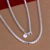 Naszyjnik zestaw kolczyków 925 wybite srebrne bransoletki klasyczne 4MM skręcona linka łańcuch biżuteria dla kobiet mężczyzna moda wesele prezenty