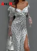 Urban Sexy Dress's Summer Dress chiffon legant floral print long maxi with side slits dresses for women 2023 230712