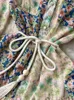 Casual Dresses Summer Fashion Chiffon Dress Women's Autumn Long Lantern Sleeve Flower Print Belt Loose Bohemian Vacation Vestidos Maxi