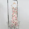 Lässige Kleider Rose Print Damen Camisole Kleid 2023 Sommer Vintage Romantische Damen Sling Midi für den Urlaub