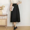 Skirts Vintage Pleated Skirt High Waisted Suit Mid Length A-line Large Umbrella Women's Long Korean Fashion Clothing