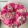 Dekorativa blommor Artificial Rose Hydrangea Garland Bröllopsdekoration Bord Flower Ball Arch Rings 45cm Mixcolor 10st/Lot Tongfeng