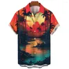 Mannen Casual Shirts Hawaiian Mannen S Korte Mouw Kokospalm 3D Printi Patroon Dagelijks Straat Oversized Tops Mannelijke T-shirts Kleding 2023