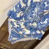 Designer One Piece Bikini Blue Flower Print Badkläder Swimming Beach Wear Wear