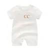 Högkvalitativ jumpsuits modeetikett nyfödda spädbarn baby pojkar och flickor brev romer designer nya babykläder 100% bomullsvarumärke barn rompers låda