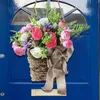 Decorative Flowers Colorful Peony Flower Basket Mother's Day Wreath Purple Lavender Artificial Pink Door Hanging Home Decoration Spring And