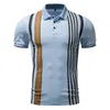 Męskie koszulki polo letnia moda męska drukowane kolorowe bloki w paski koszulka z krótkim rękawem z klapami cienka miękka koszulka polo odzież męska 230712