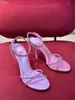 Letnia marka sandałów dahlia buty kobiety krystaliczne szklane szklane obcasy z jagnięcami w podszewce impreza ślub idealne spacery z pudełkiem, EU35-40
