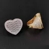 With Side Stones Hip Hop Casting Rings Lover Couple Heart Shape Men Women Finger Gift Drop Delivery Jewelry Ring Dhgxu