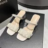 Sandals Fashion Square Heel Women Sandals Summer South Korea Wrinkle Ankle Buckle Casual High Heel Sandals Simple Caligae 230713