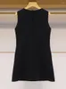 Robes décontractées 2023 Printemps Été Mode Sans manches Big Bow Noir Patchwork Court Mini Robe Femmes