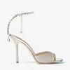 Damska sukienka buty design sandałowe buty buty sandałowe 100 mm kryształowy pasek biały złoto cząsteczki glitter sandały kwadratowe palce z pudełkiem