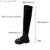 Stiefel Damen Kniehohe Stiefel Motorräder Chelsea Plateaustiefel Wintermode PU-Leder Sexy Lange Stiefel Damen Übergroße Schuhe Z230713