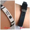 RVS Graveerbare Armband Medische Alert ID Armbanden DIABETES EPILEPSIE ALZHEIMERS ALLERGIE Vrouwen Mannen Siliconen Armband Groothandel