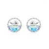 Pendientes de tuerca con aguja de plata 925, ballena de cristal colorida para mujer, regalos elegantes, joyería, Pendientes Brincos EH2073