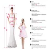 Suknie ślubne błyszczące syrena bez rękawów głębokie paski na szyję cekiny Aplikacje Formalne sukienki 3D koronkowe bręki ślubne 304D