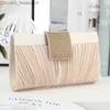 Evening Bags New Women's Folding Evening Bag Diamond Flash Clutch Wallet Chain Wedding Dinner Wallet Gold Silk Clutch Bag Direct Shipping Z230719