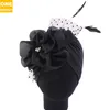 Bérets Européens Et Américains Maille Tam-O'-Shanter Plume Big Flower Toque Nationality-Featured Cap Women's Dress Hat TJM-24V