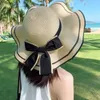 Wide Brim Hats Fashion Women Summer Sun Hat Casual Bowknot Big Dome Bucket 2023 Cool Raffia Panama Sunscream Beach For Holiday