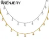 Anenjery Trendy Pepper Star Pendant Tassel Choker Collese для женщин блестящее ожерелье с золотым цирконом еврейские аксессуары L230704