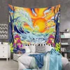 Tapisserier estetiska färgglada vågor sol tapestry vägg hängande stort tyg tapestry vägg hängande boho hippie tyg sovsal rum dekor