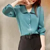 Chemisiers pour femmes 2023 printemps automne chemisier chemise pour femmes mode à manches longues col rabattu décontracté bureau dame bleu chemises hauts coréen