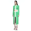 Work Dresses Wholesale Women's 2023 Spring Time Wear Green Long Sleeve Bandage Top&Long Skirt Sexy Two Piece Suit Celebrity Party Sets