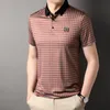 Herrpikétröjor MLSHP Sommarplädtryckt hög elasticitet Pikétröjor herr Lyxiga kortärmade Business Casual Golf Man T-shirts Herr T-shirts 230712