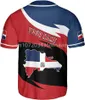 メンズカジュアルシャツドミニカ共和国愛国旗カスタマイズ名 3D プリント野球ジャージシャツトップス Tシャツ特大ストリート