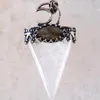 Pendant Necklaces Natural Stone White Crystal Triangle Antique Silver Color Crown Half Moon Fit Necklace Women Men Healing Jewelry K694