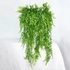 Flores decorativas 90 CM Hojas de helecho persa Vid Planta artificial Hoja de hiedra verde Guirnalda Colgante de pared Fiesta de boda falsa Balcón Decoración