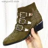 Boots Real Leather Ankle Boots Women Round Toe Flower Short Boots Cowhide Thick Heel Low New Heel Women's Shoes Size 45 T230713