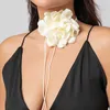 Collares pendientes Exagerado Collar de gargantilla de flores grandes para mujer Moda elegante Cadena de cuerda larga con cordones en el cuello Accesorios de joyería 230613