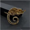 Stift broscher stora ödla kameleon brosch djur kappa stift strass mode smycken emalj Tillbehör ornament 3 färger välj dhi7b