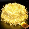 Strängar LED -belysning trädgård träd Garland Fairy Light Bedroom Christmas Wedding Party Decoration Waterproof Holiday Lights